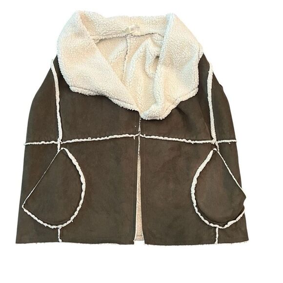 CASLON Olive Green Faux Shearling Vest Size Large - Picture 1 of 7